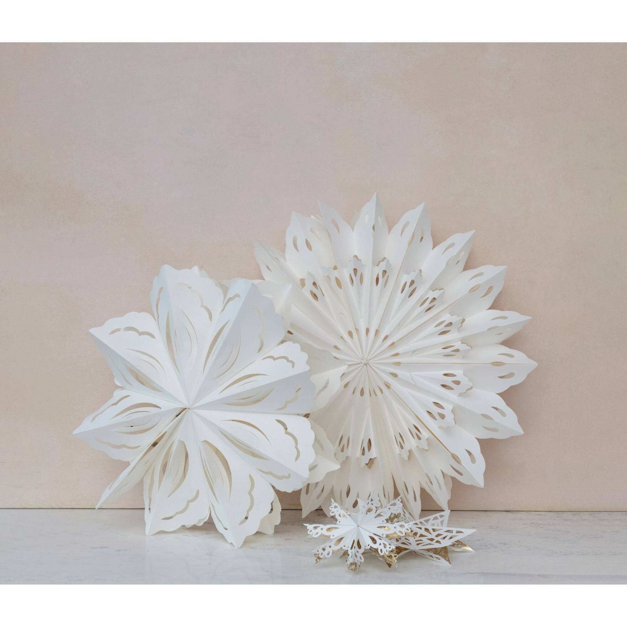 Hello Honey® 25" White Hanging Snowflake Paper Ornament